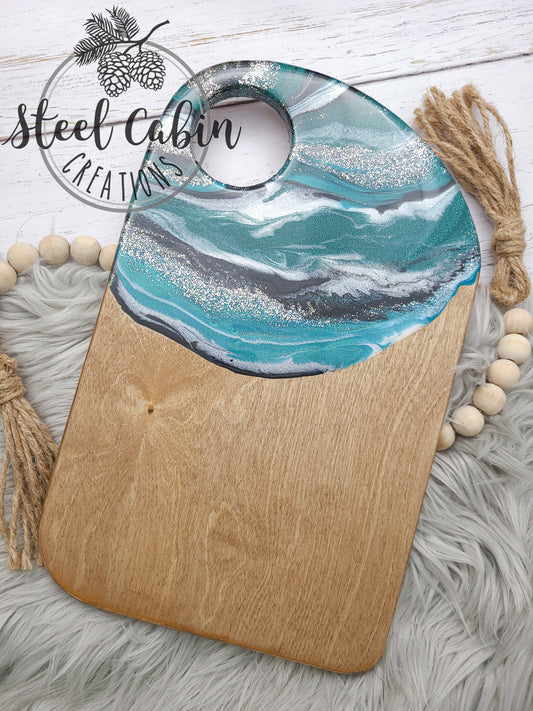 Blue Marble Rustic Decorative Charcuterie Board - 14 Inch