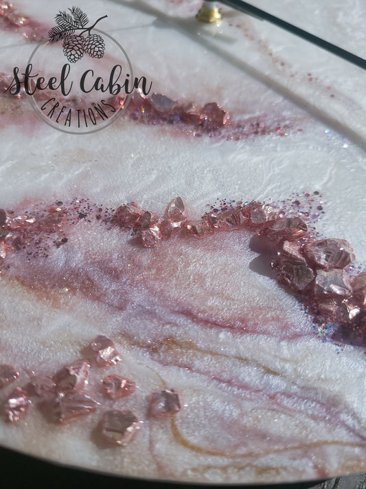 Rose Gold Marble Clock - 14 Inch