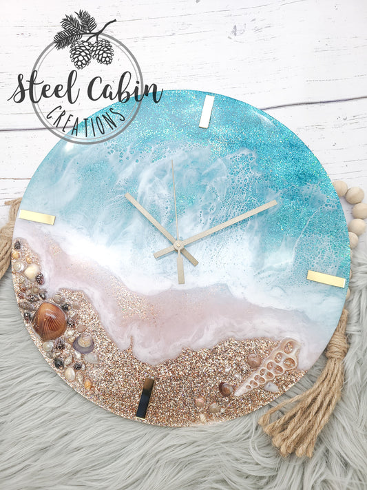 Glitter Ocean Clock - 14 Inch