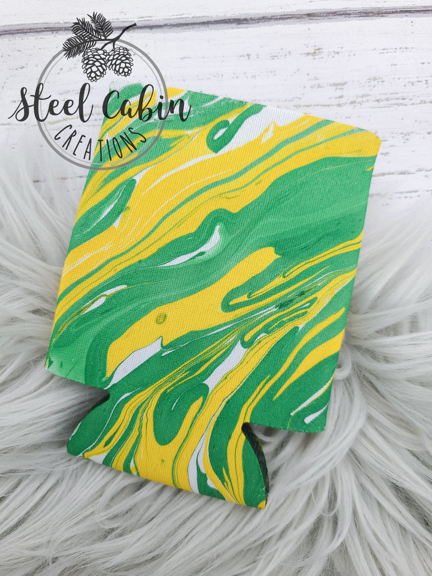 Green/Yellow - Fabric Can Koozie