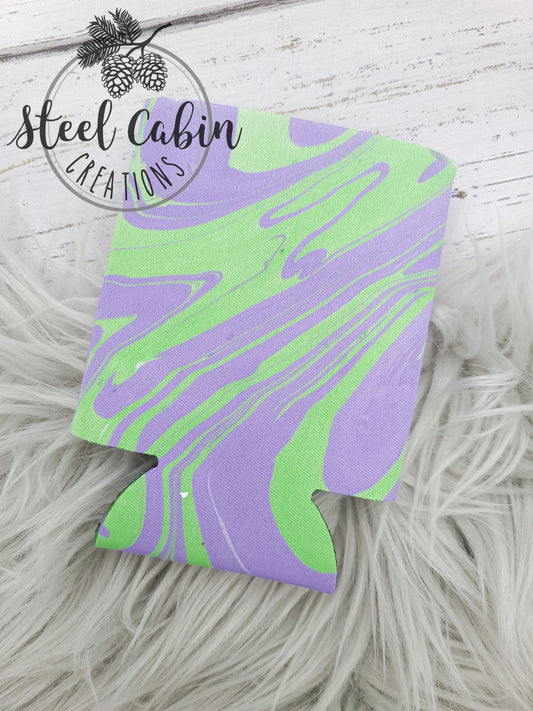 Lavender/Green - Fabric Can Koozie