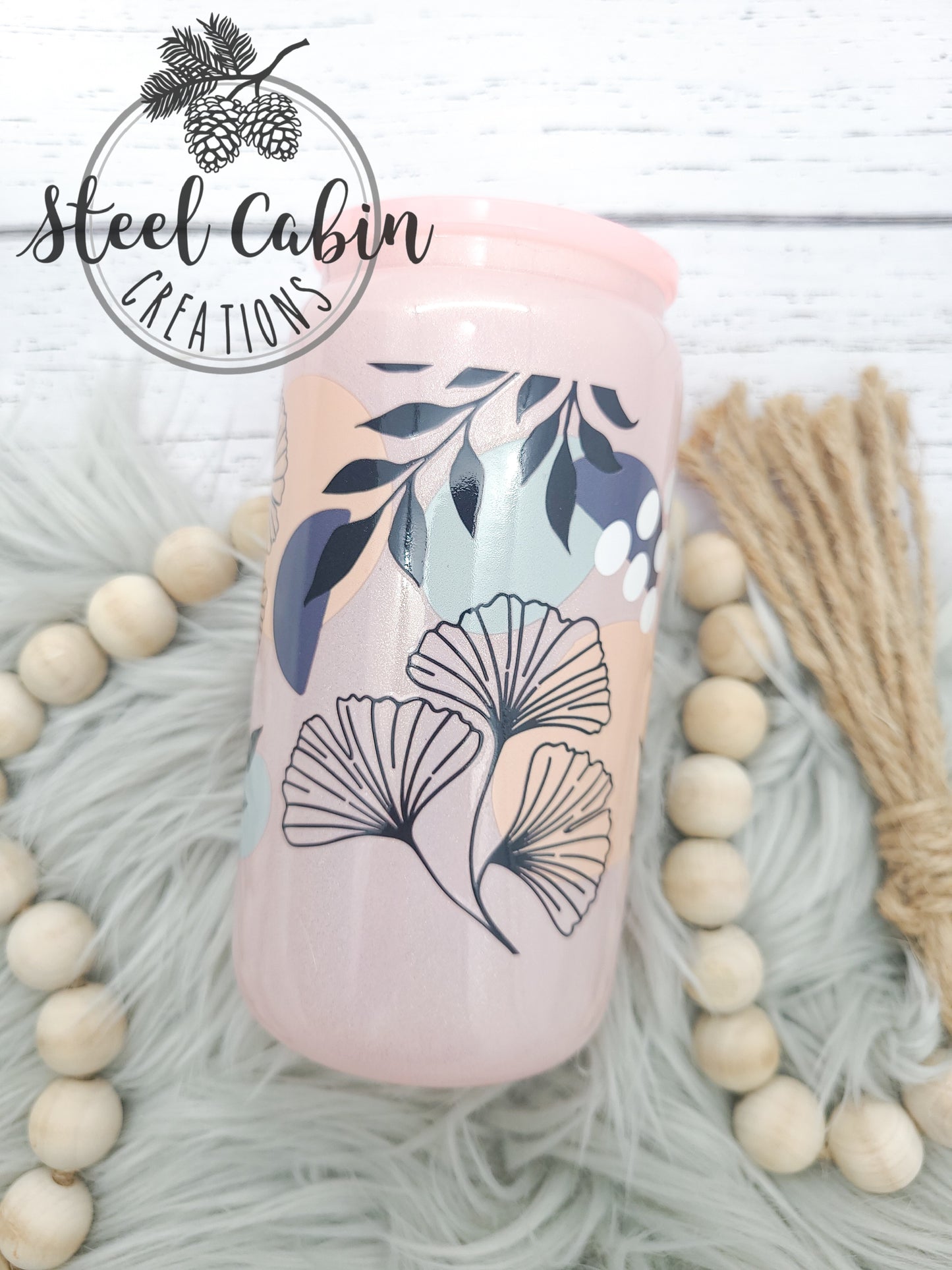 Pastel Floral Abstract - 16oz Glass Tumbler