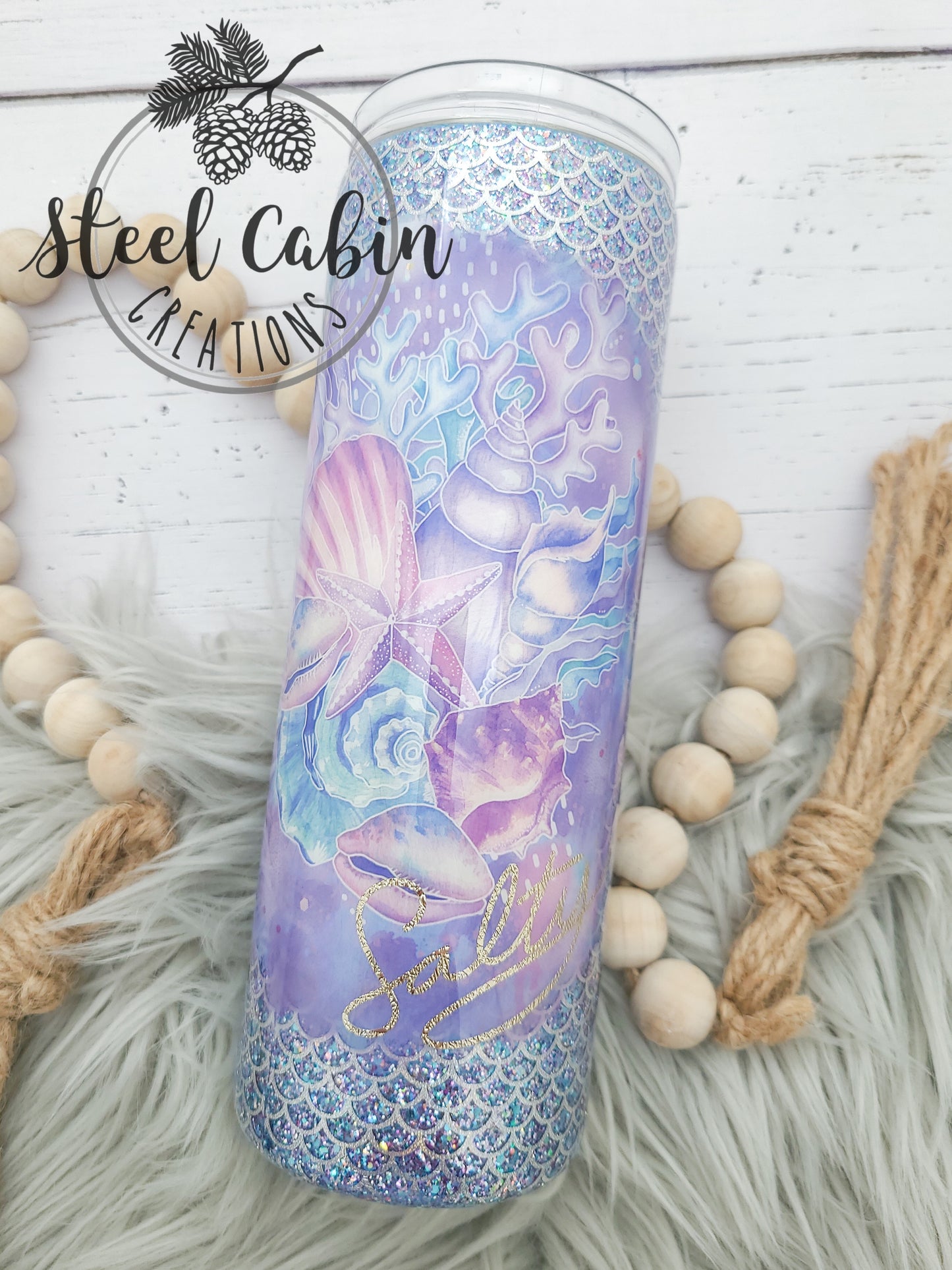 Salty Mermaid - Glitter - 20oz Skinny Tumbler