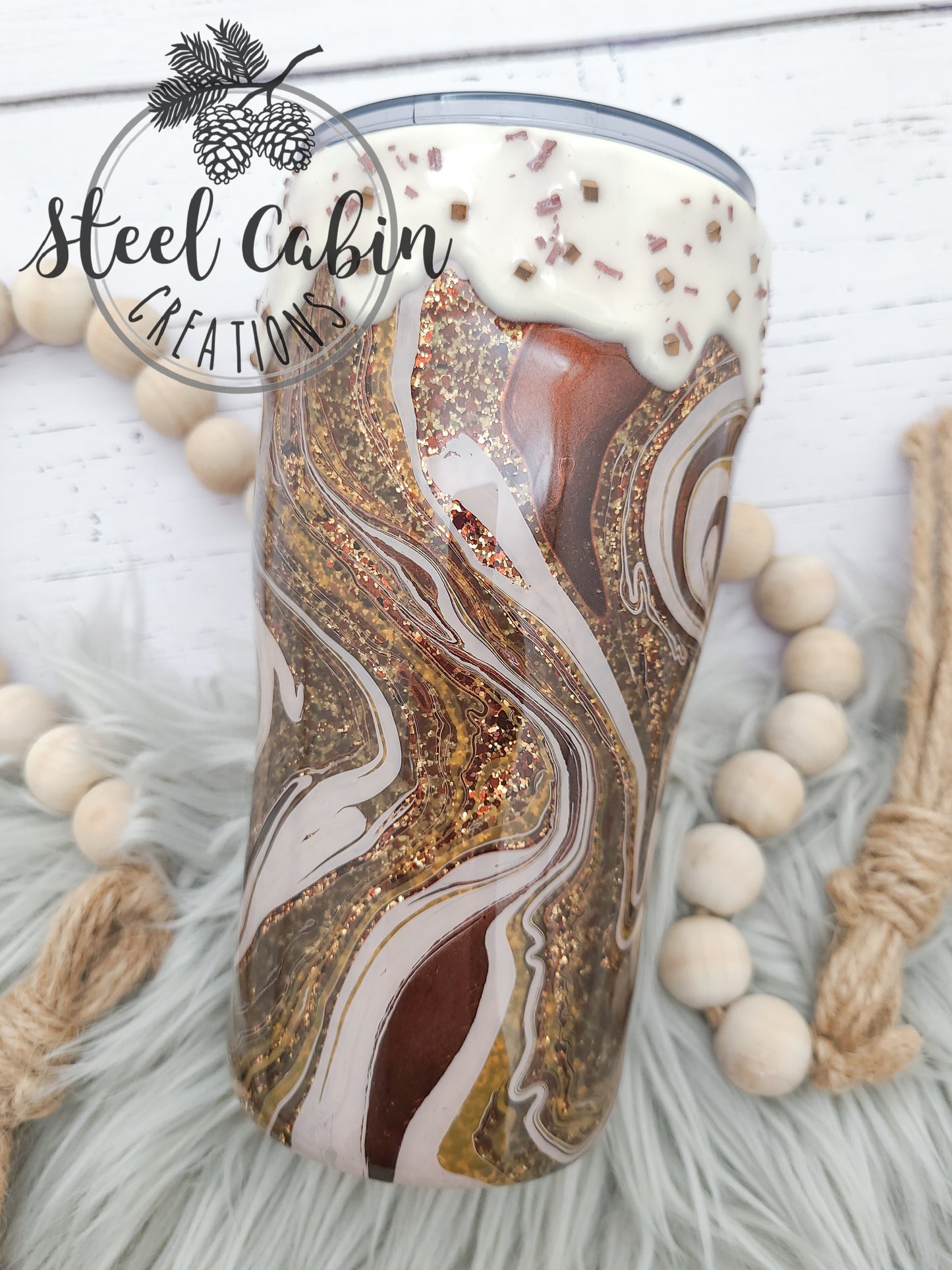 Mocha Coffee Hydrodip - Glitter - 20oz Curve Tumbler