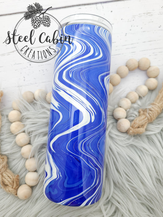 Blue/White Hydrodip - 20oz Skinny Tumbler