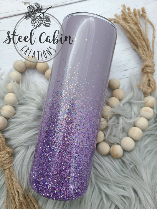 Lavender Solid to Glitter Ombre - Skinny Straight