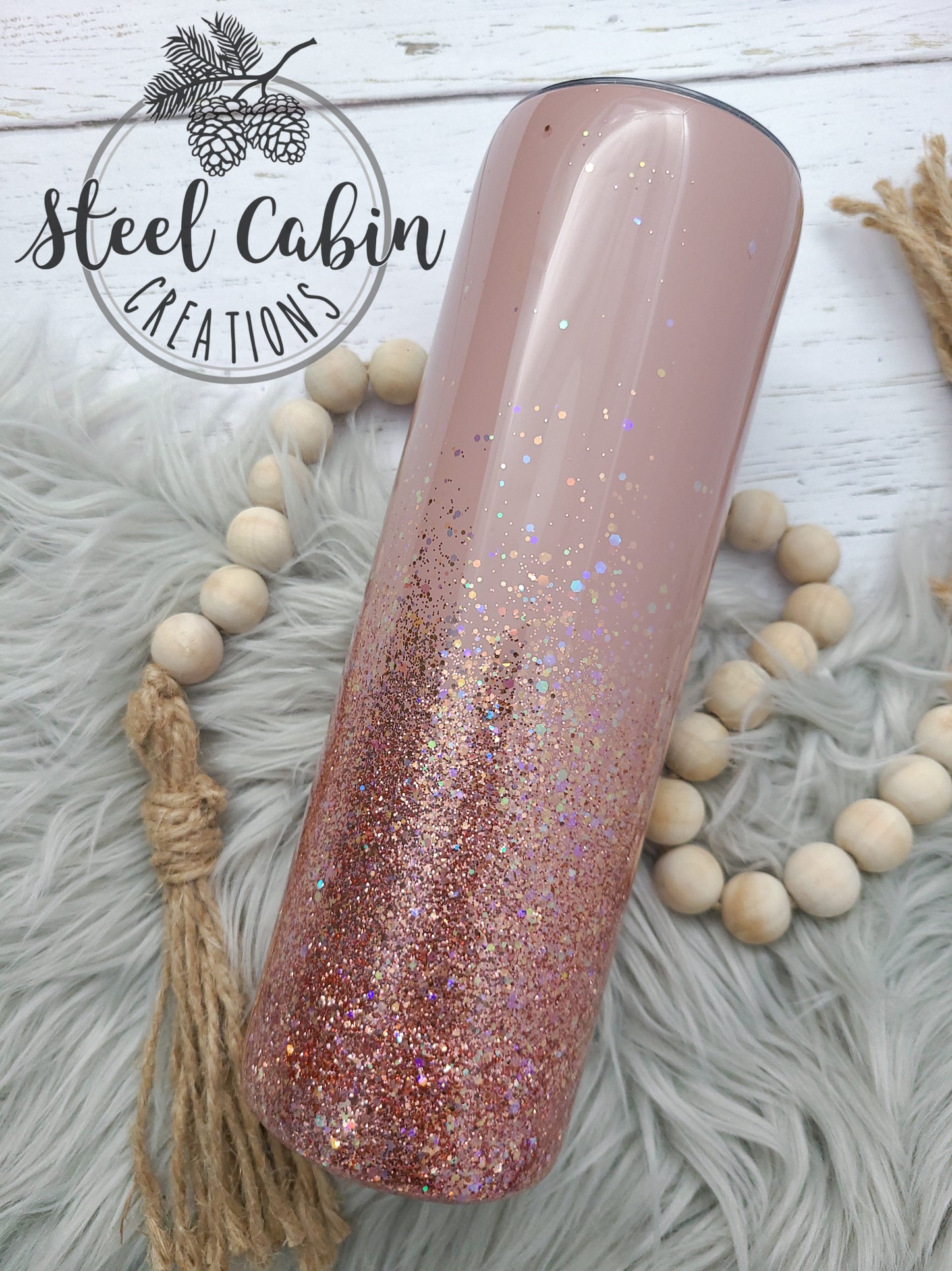 Rose Gold Solid to Glitter Ombre - Skinny Straigh