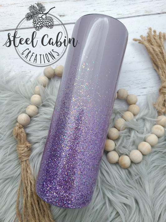 Lavender Solid to Glitter Ombre - Skinny Straight