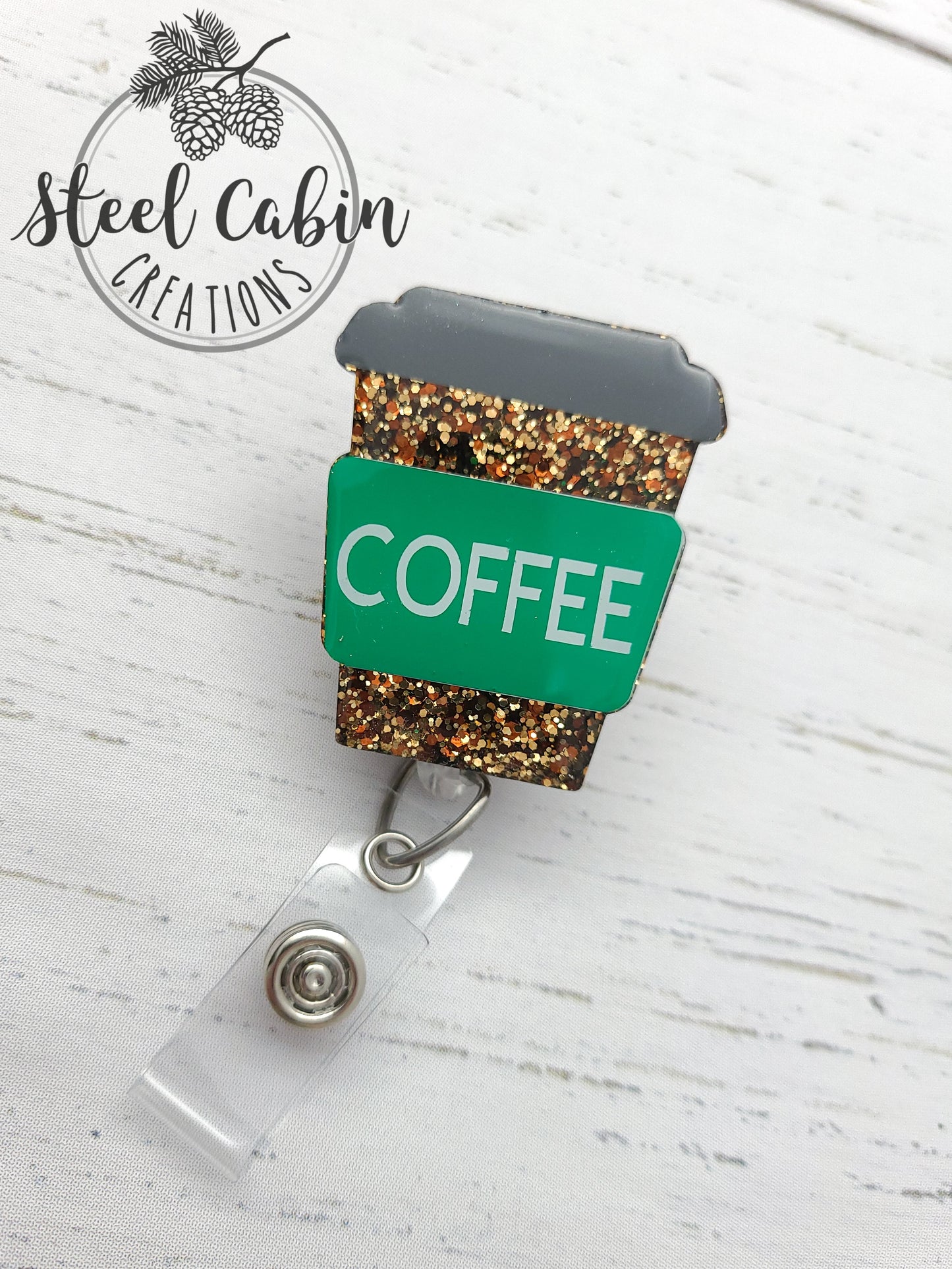 Glitter Coffee Badge Reel